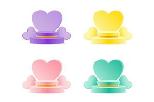 A bundle of heart-shaped podiums for display products. vector