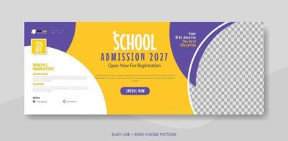 ilustración de diseño de plantilla de banner web de admisión escolar vector