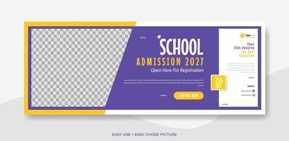 School admission web banner template design illustration vector