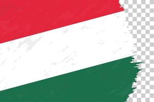 Horizontal Abstract Grunge Brushed Flag of Hungary on Transparent Grid. vector