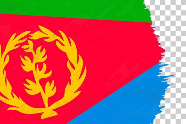 Horizontal Abstract Grunge Brushed Flag of Eritrea on Transparent Grid.