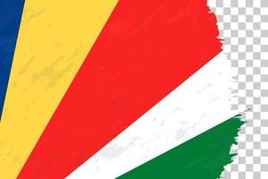 Horizontal Abstract Grunge Brushed Flag of Seychelles on Transparent Grid. vector