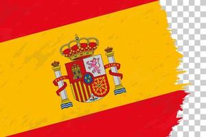 Horizontal Abstract Grunge Brushed Flag of Spain on Transparent Grid. vector