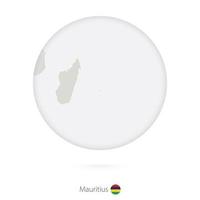 Map of Mauritius and national flag in a circle. vector