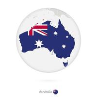 mapa de australia y bandera nacional en un círculo. vector