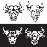 logotipo de toro blanco y negro. diseño de toros tribales. tatuaje de toro. icono de toro. ilustración vectorial vector