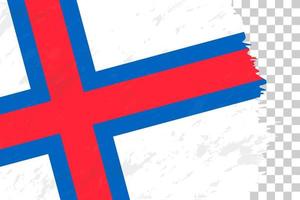 Horizontal Abstract Grunge Brushed Flag of Faroe Islands on Transparent Grid. vector