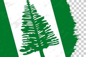 Horizontal Abstract Grunge Brushed Flag of Norfolk Island on Transparent Grid. vector