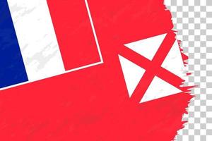 Horizontal Abstract Grunge Brushed Flag of Wallis and Futuna on Transparent Grid. vector