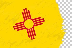 Horizontal Abstract Grunge Brushed Flag of New Mexico on Transparent Grid. vector