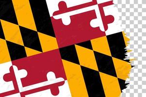 Horizontal Abstract Grunge Brushed Flag of Maryland on Transparent Grid. vector