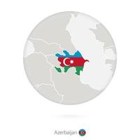 Map of Azerbaijan and national flag in a circle. vector