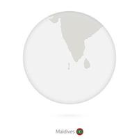 Map of Maldives and national flag in a circle. vector