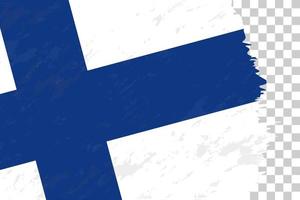 Horizontal Abstract Grunge Brushed Flag of Finland on Transparent Grid. vector