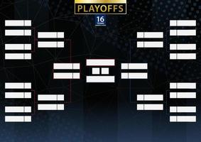 Two conference tournament bracket for 16 team or player on dark background. vector