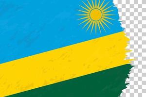 Horizontal Abstract Grunge Brushed Flag of Rwanda on Transparent Grid. vector