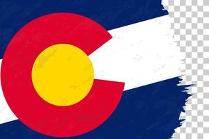 Horizontal Abstract Grunge Brushed Flag of Colorado on Transparent Grid. vector