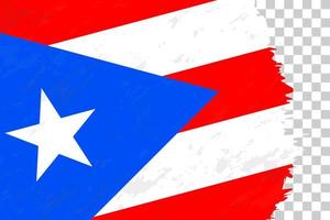 Horizontal Abstract Grunge Brushed Flag of Puerto Rico on Transparent Grid. vector