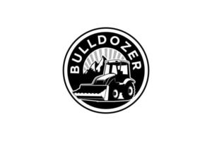 Bulldozer logo template vector. Heavy equipment logo vector for construction company. Creative excavator illustration for logo template.