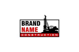 Contractor, trench digger and drilling rig logo design inspiration Heavy equipment logo vector for construction company. Creative excavator illustration for logo template.