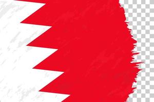 Horizontal Abstract Grunge Brushed Flag of Bahrain on Transparent Grid. vector