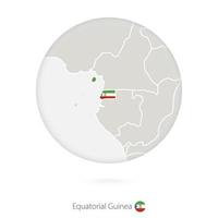 mapa de guinea ecuatorial y bandera nacional en un círculo. vector