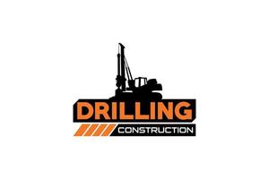 Contractor, trench digger and drilling rig logo design inspiration Heavy equipment logo vector for construction company. Creative excavator illustration for logo template.