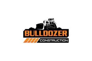 Bulldozer logo template vector. Heavy equipment logo vector for construction company. Creative excavator illustration for logo template.