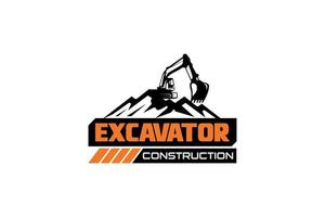 Excavator logo template vector. Heavy equipment logo vector for construction company. Creative excavator illustration for logo template.