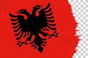 Horizontal Abstract Grunge Brushed Flag of Albania on Transparent Grid. vector