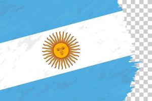 Horizontal Abstract Grunge Brushed Flag of Argentina on Transparent Grid. vector