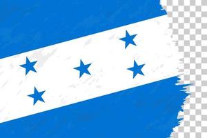 Horizontal Abstract Grunge Brushed Flag of Honduras on Transparent Grid. vector