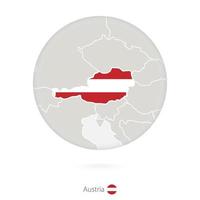 Map of Austria and national flag in a circle. vector