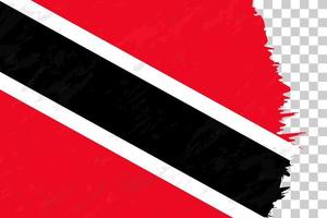 Horizontal Abstract Grunge Brushed Flag of Trinidad and Tobago on Transparent Grid. vector