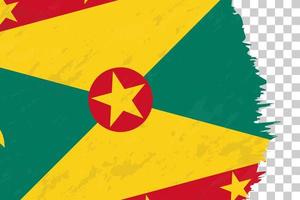 Horizontal Abstract Grunge Brushed Flag of Grenada on Transparent Grid. vector