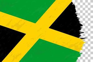 Horizontal Abstract Grunge Brushed Flag of Jamaica on Transparent Grid. vector