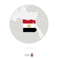 Map of Egypt and national flag in a circle. vector