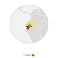 Map of Ecuador and national flag in a circle. vector