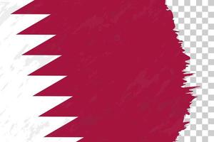 Horizontal Abstract Grunge Brushed Flag of Qatar on Transparent Grid. vector