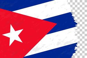 Horizontal Abstract Grunge Brushed Flag of Cuba on Transparent Grid. vector