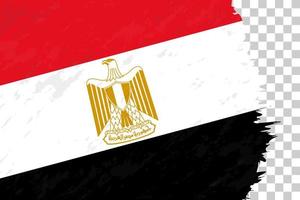 grunge abstracto horizontal cepillado bandera de egipto en rejilla transparente. vector