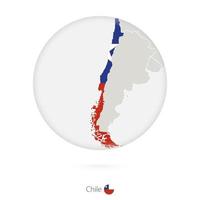 Map of Chile and national flag in a circle. vector