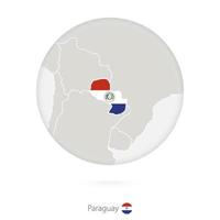 mapa de paraguay y bandera nacional en círculo. vector