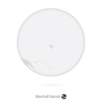 Map of Marshall Islands and national flag in a circle. vector