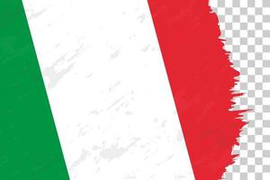 Horizontal Abstract Grunge Brushed Flag of Italy on Transparent Grid. vector