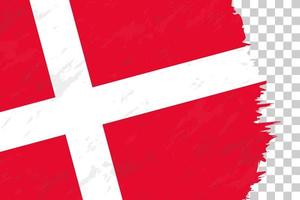 Horizontal Abstract Grunge Brushed Flag of Denmark on Transparent Grid. vector