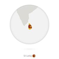 Map of Sri Lanka and national flag in a circle. vector