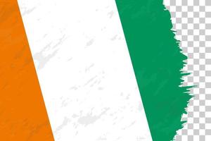 Horizontal Abstract Grunge Brushed Flag of Ivory Coast on Transparent Grid. vector