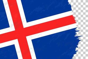 Horizontal Abstract Grunge Brushed Flag of Iceland on Transparent Grid. vector