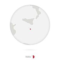 Map of Malta and national flag in a circle. vector